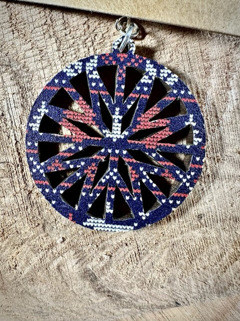 Christmas Pattern Wood Earrings