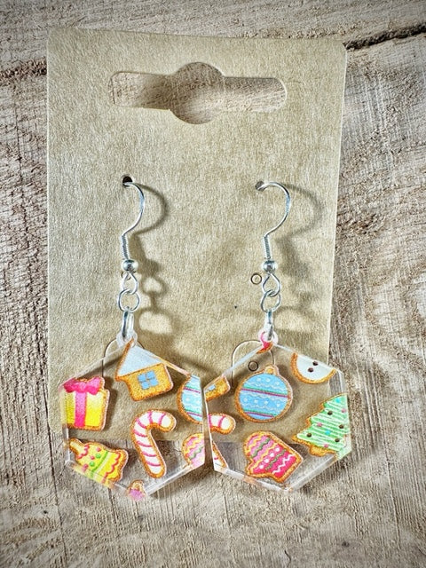 Hexagon Christmas Earrings