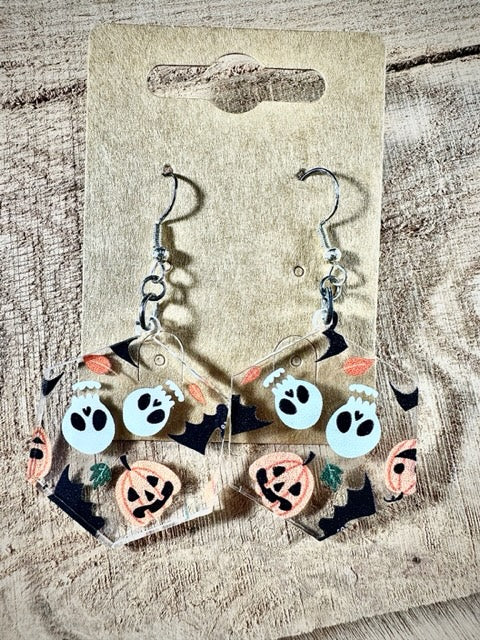 Hexagon Halloween Earrings