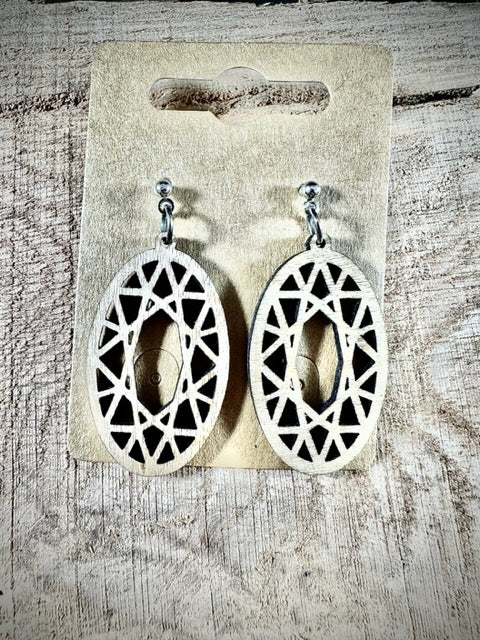 Laser Cut Wood Earrings